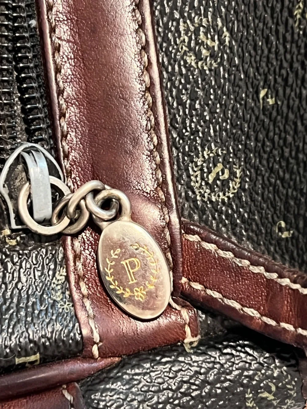 Vintage Pollini Made in Italy Monogram Leather Crossbody Bag